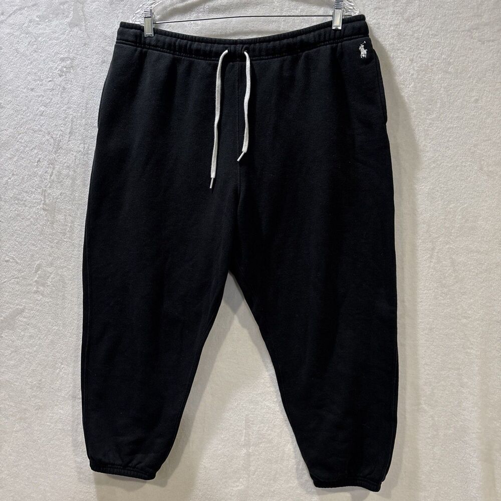 Polo by Ralph Lauren Women's Fleece High Rise Athletic Pant Sweatpants Black XXL